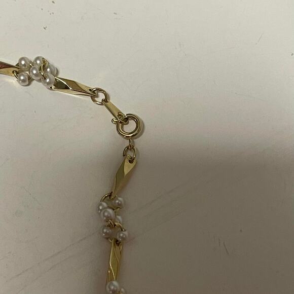 necklace and bracelet set faux seed pearls in gold tone setting preppy classic - Picture 7 of 14